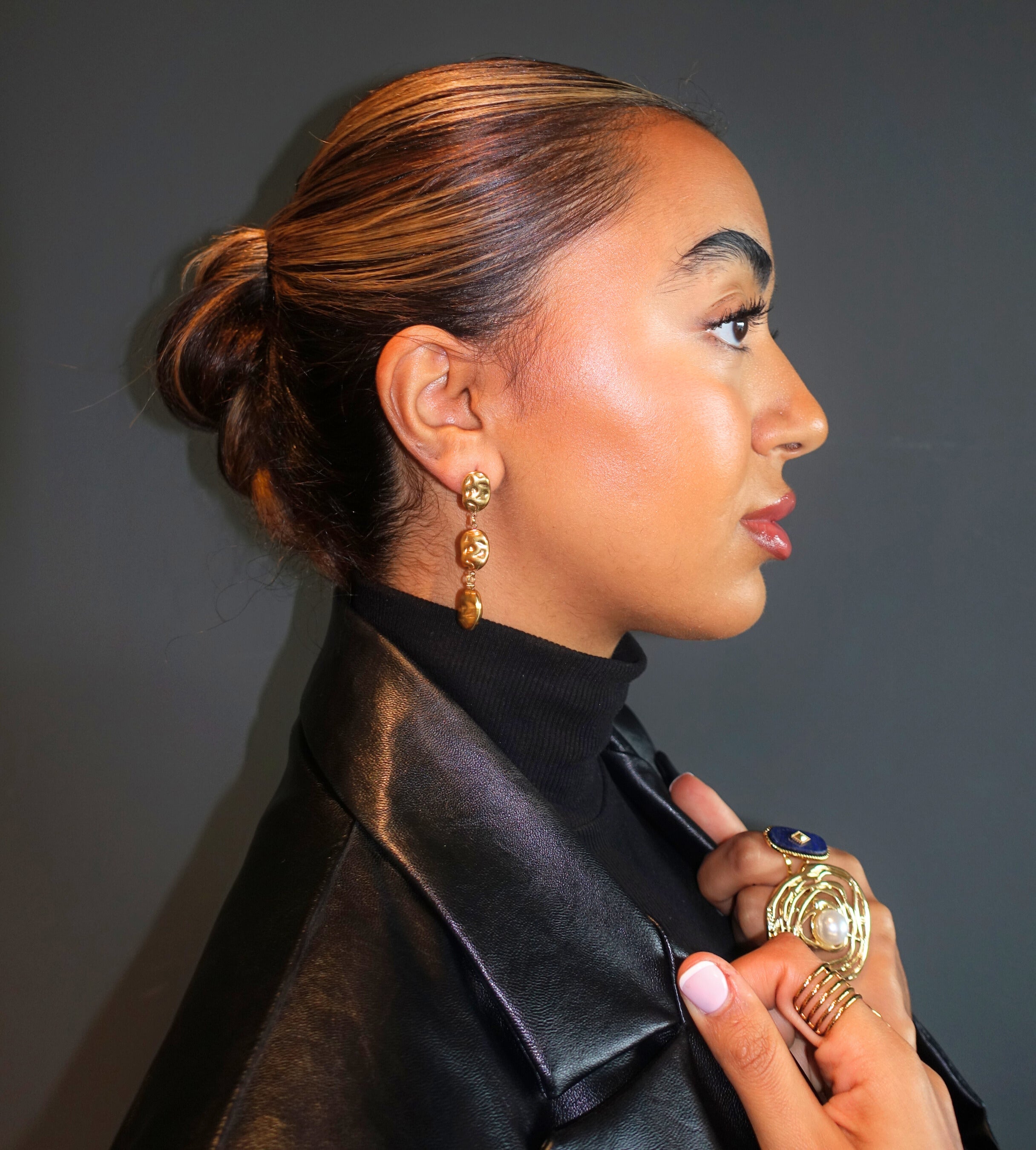 SARA Gold Coffee Bean Style Earrings