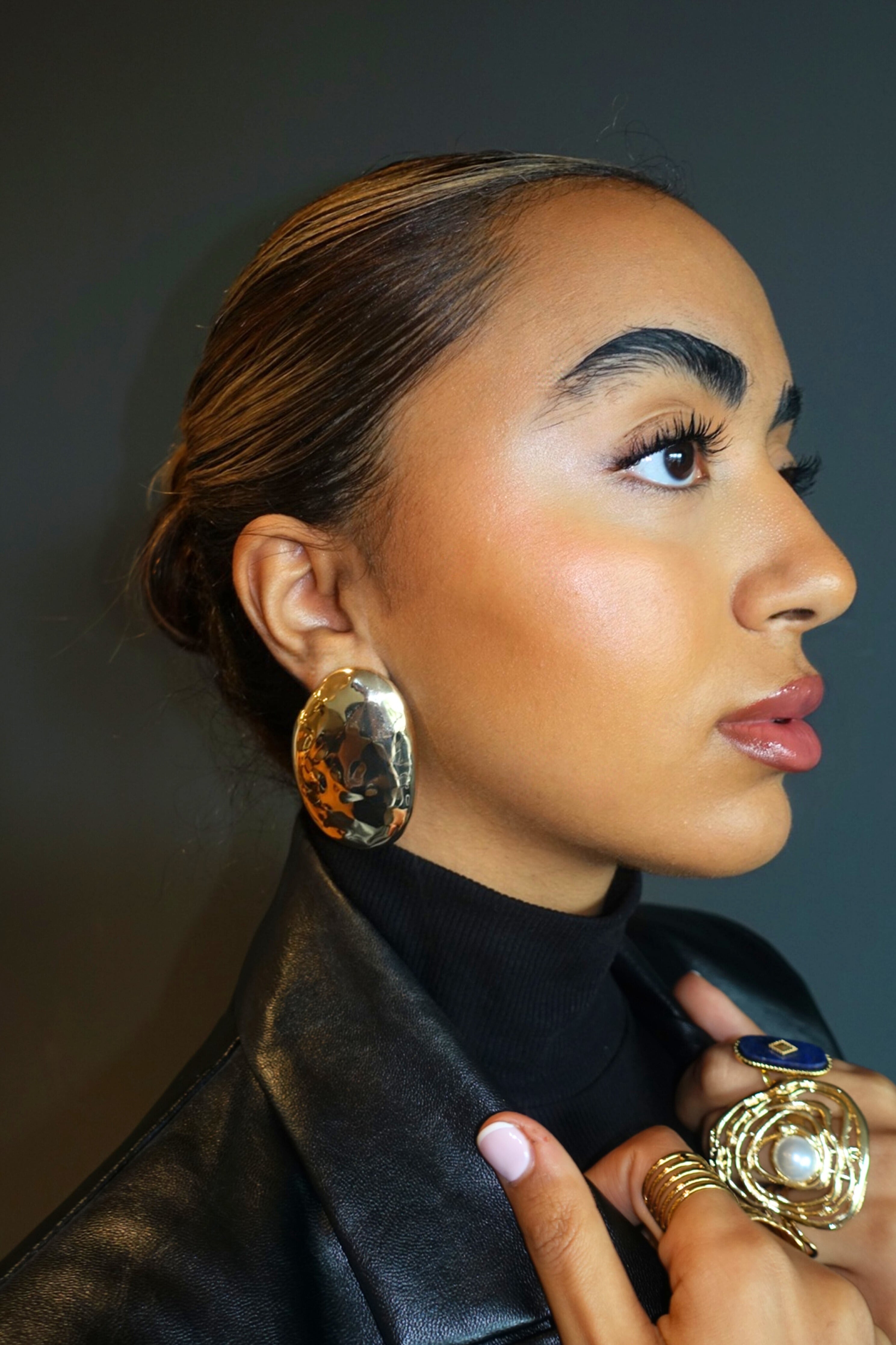 AURNA Gold Oversized Oval Earrings