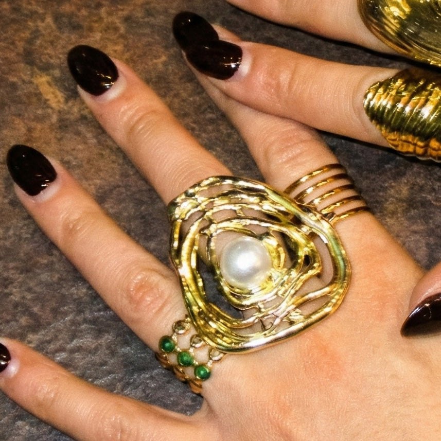 LYRA GOLD PEARL RING